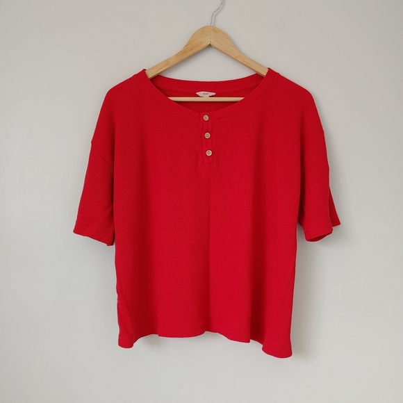 Eberjey Cozy Waffle Short Sleeve & Pant PJ Set Pyjamas Red Size Small - Picture 7 of 16